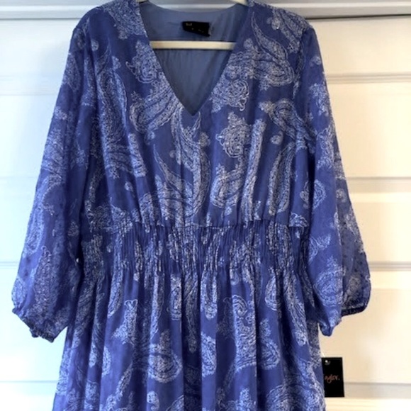 NWT JUST TAYLOR Forget Me Not Paisley Midi Dress Cobalt Chiffon 16 - Picture 4 of 8